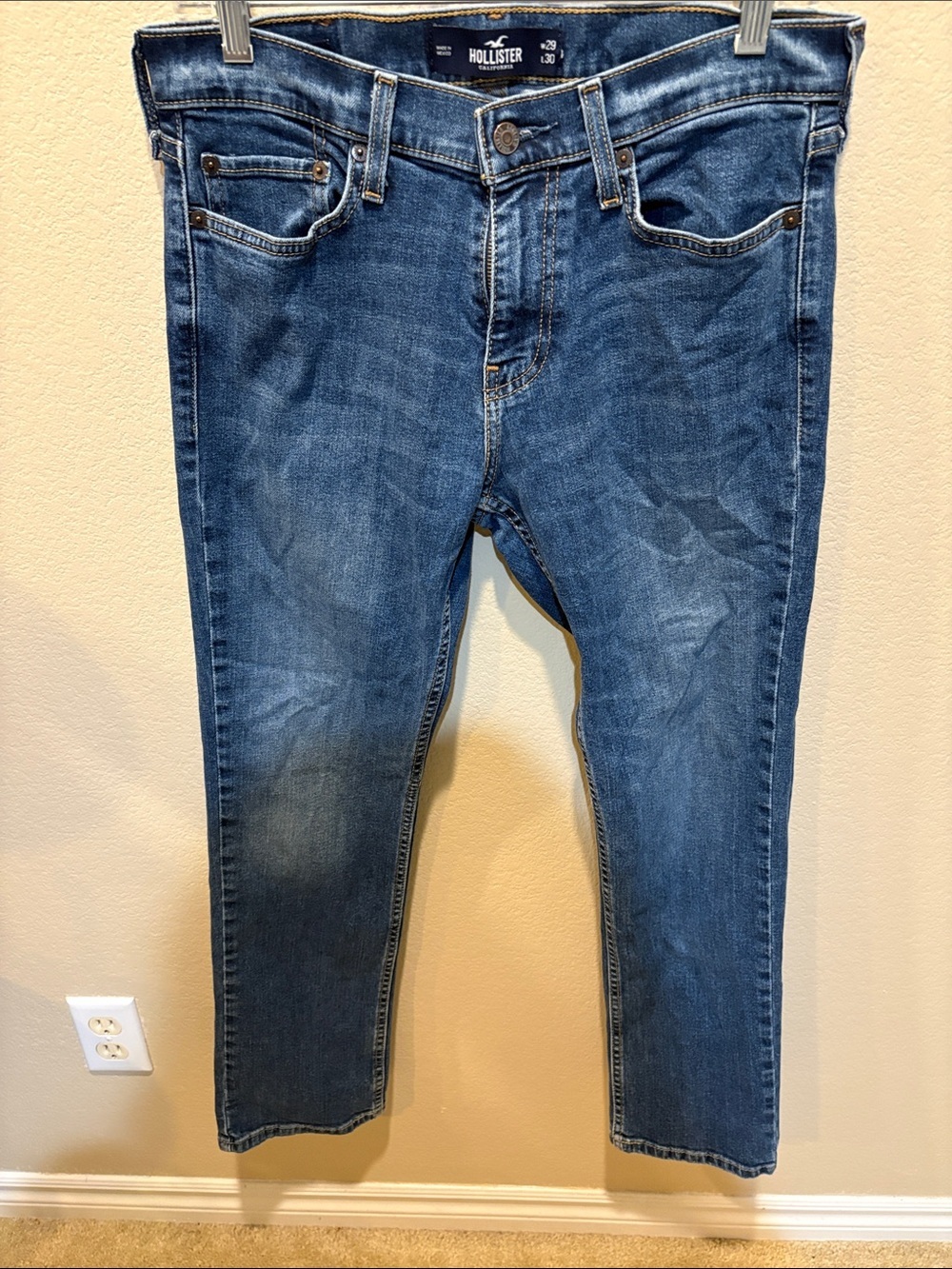 Hollister Men's Dark Blue Slim Straight Jeans-Size 29W/30L